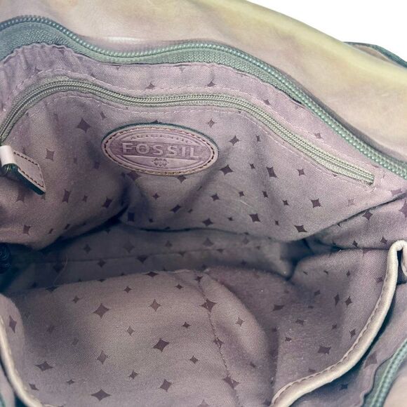 Fossil Beige Leather Medium Sized Shoulder / Crossbody Bag with Key Keychain - Picture 3 of 9